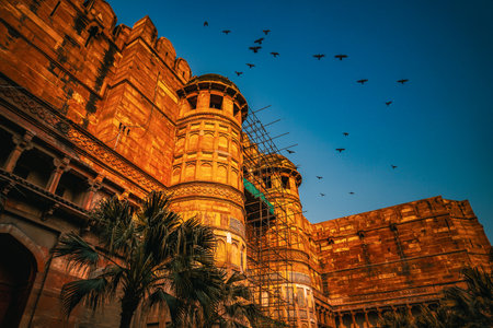 Agra fort outer wall. Shooting Location: India