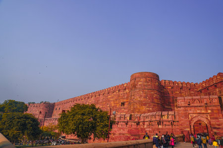 agra fort wall. Shooting Location: Indiaの写真素材