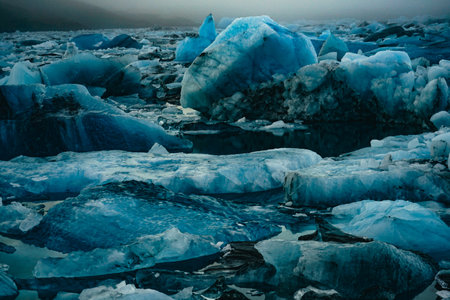 iceberg shrouded in fog. Shooting Location: Iceland, Reykjavik