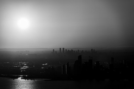 monochrome city silhouette. Shooting Location: Torontoの写真素材