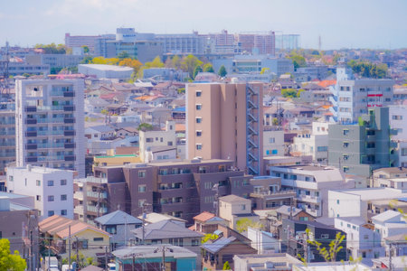 Residential area and buildings in Yokohama City. Shooting Location: Kanagawa Ward, Yokohama Cityの写真素材