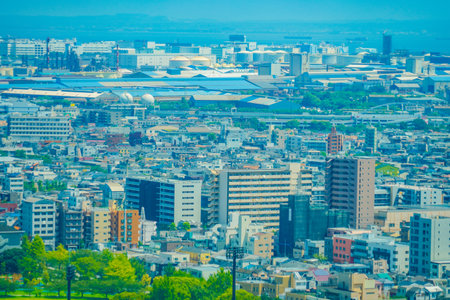 Large industrial area in Kawasaki City. Shooting Location: Kawasaki City, Kanagawa Prefectureの写真素材