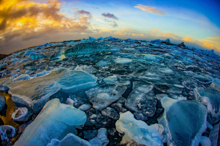 Vatnajokull glacier lake ice. Shooting Location: Icelandの写真素材