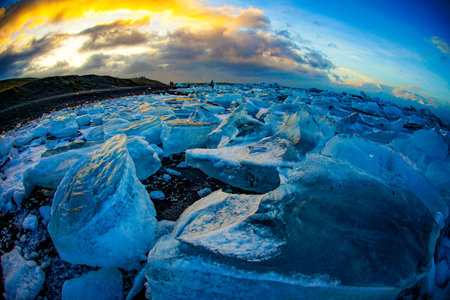 Sunrise glow (Iceland). Shooting Location: icelandの写真素材