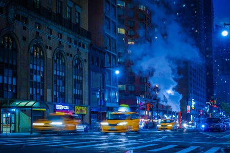 blue new york night. Shooting Location: new york, manhattanの写真素材