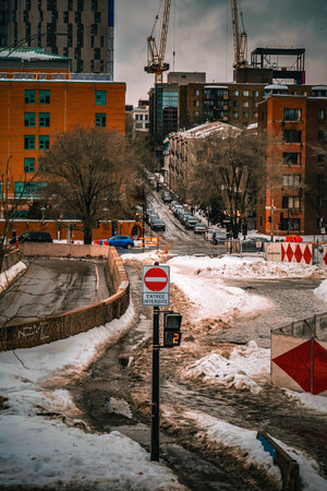 Winter cityscape (Montreal). Shooting Location: montreal, canadaの写真素材