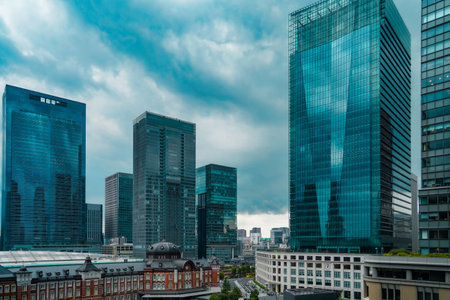 Tokyo station and cloudy sky. Shooting Location: Chiyoda Ward, Tokyoの写真素材