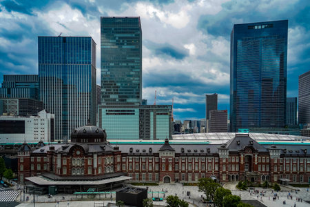 Tokyo station scenery in the rain. Shooting Location: Chiyoda Ward, Tokyoの写真素材