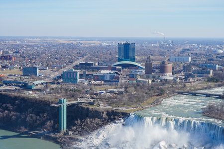 Panoramic view of Niagara Falls and the city.の写真素材