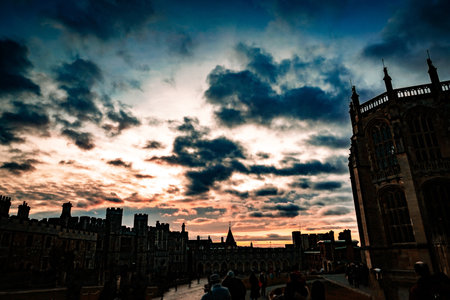 Harmony between the cathedral and the sunset. Shooting Location: UKの写真素材