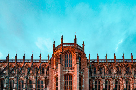 Sunset and Windsor Castle towers. Shooting Location: UK, Londonの写真素材