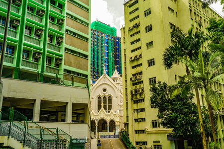 church and residential area. Shooting Location: Hong Kong Special Administrative Region