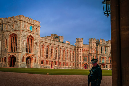 windsor castle clock tower. Shooting Location: UK, Londonの写真素材
