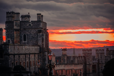 Quiet sunset at Windsor Castle. Shooting Location: UKの写真素材