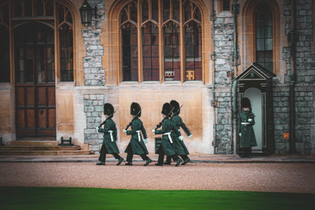 Guard and window scenery. Shooting Location: UK, Londonの写真素材