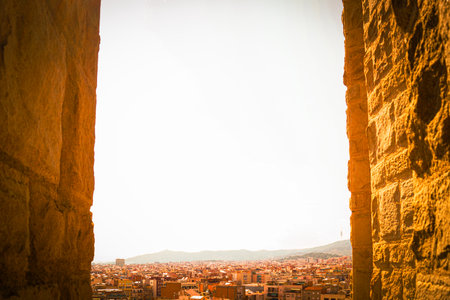 Barcelona cityscape and sky. Shooting Location: Spain, Barcelonaの写真素材