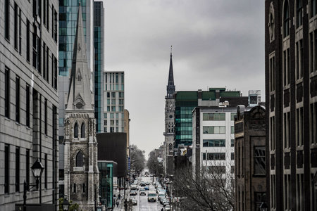 Montreal city and church landscape. Shooting Location: montreal, canadaの写真素材