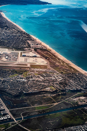 Los Angeles airport and coastline. Shooting Location: Los Angelesの写真素材