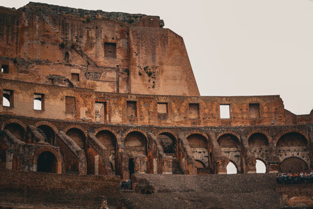 Colosseum stone wall and sky. Shooting Location: italy, rome