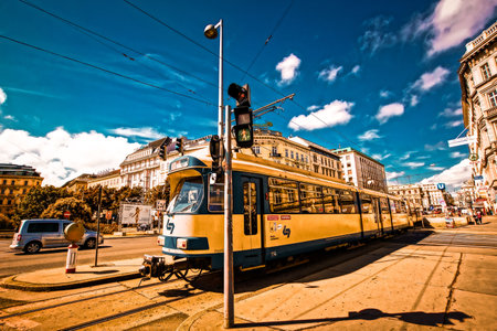 Image of a tram in Vienna. Shooting Location: austria, vienna