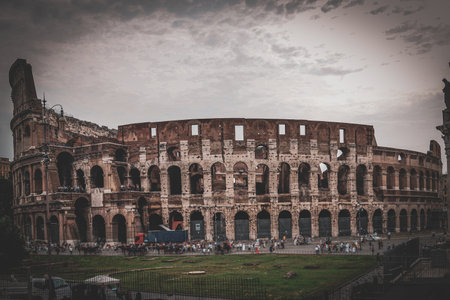 Panoramic view of the Colosseum (Rome). Shooting Location: italy, romeの写真素材