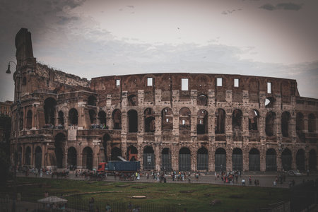 Panoramic view of the Colosseum. Shooting Location: italy, romeの写真素材