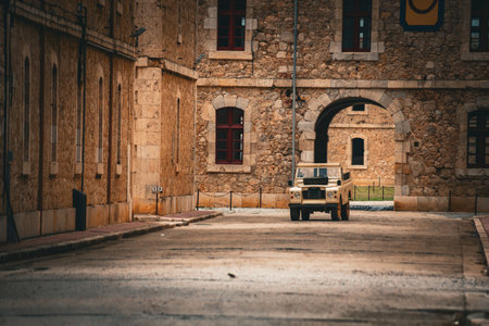 Vehicles passing through the arch. Shooting Location: Spainの写真素材