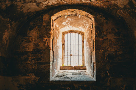 historic stone window. Shooting Location: Spainの写真素材