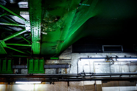 green steel frame. Shooting Location: Shinjuku Ward, Tokyoの写真素材
