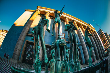 blue sky and sculpture. Shooting Location: sweden, stockholmの写真素材