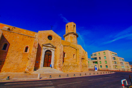 Historic church and blue sky (Marseille). Shooting Location: Marseille, Franceの写真素材