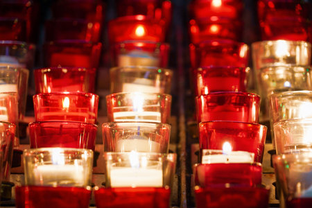 red and white lights. Shooting Location: italy, romeの写真素材