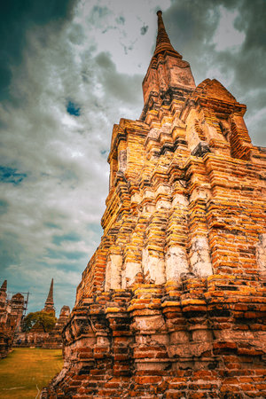 Ayutthaya ruins pagoda. Shooting Location: Thailand, Ayutthayaの写真素材
