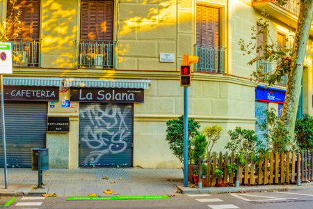 Closed cafe (Barcelona). Shooting Location: Spain, Barcelonaの写真素材