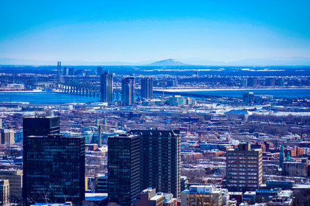 Montreal city and bridges. Shooting Location: montreal, canadaの写真素材