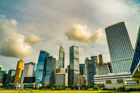 Hong Kong skyscraper scenery. Shooting Location: hong kong special administrative regionの写真素材