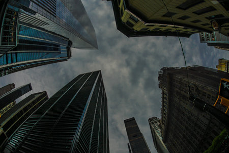 city ??skyscrapers under clouds. Shooting Location: new york, manhattanの写真素材
