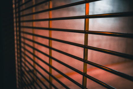 Red light metal grid. Shooting Location: Nakano Ward, Tokyoの写真素材