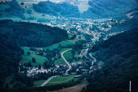 Village view from Uetliberg. Shooting Location: Zurich, Switzerland