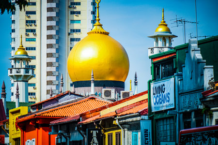 Golden Dome of Sultan Mosque. Shooting Location: Singaporeの写真素材