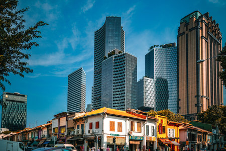 Buildings and shopping district. Shooting Location: Singaporeの写真素材