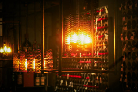 The warm light of the wine cellar. Shooting Location: Toronto