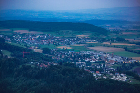 Suburban residential area seen from Uetliberg. Shooting Location: Zurich, Switzerlandの写真素材