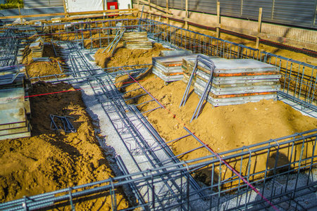 House foundation and rebar arrangement. Shooting Location: Fukuoka Prefecture