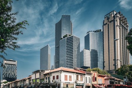 Skyscrapers and shopping streets. Shooting Location: Singapore