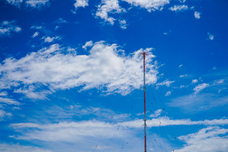 Wide-open sky and communication tower. Shooting Location: Izumi Ward, Yokohama Cityの写真素材