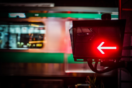 Neon and city trains. Shooting Location: Minato Ward, Tokyo