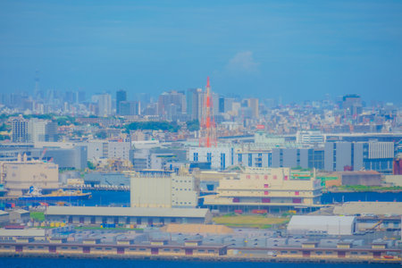 Yokohama Warehouse and downtown scenery. Shooting Location: Naka Ward, Yokohama Cityの写真素材
