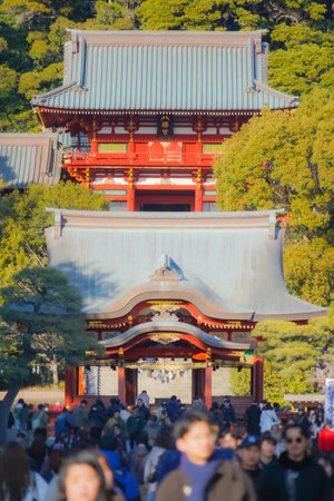 Kamakura shrine gate. Shooting Location: Kamakura City, Kanagawa Prefectureの写真素材