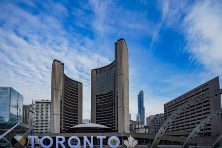 City Hall under the blue sky. Shooting Location: Toronto